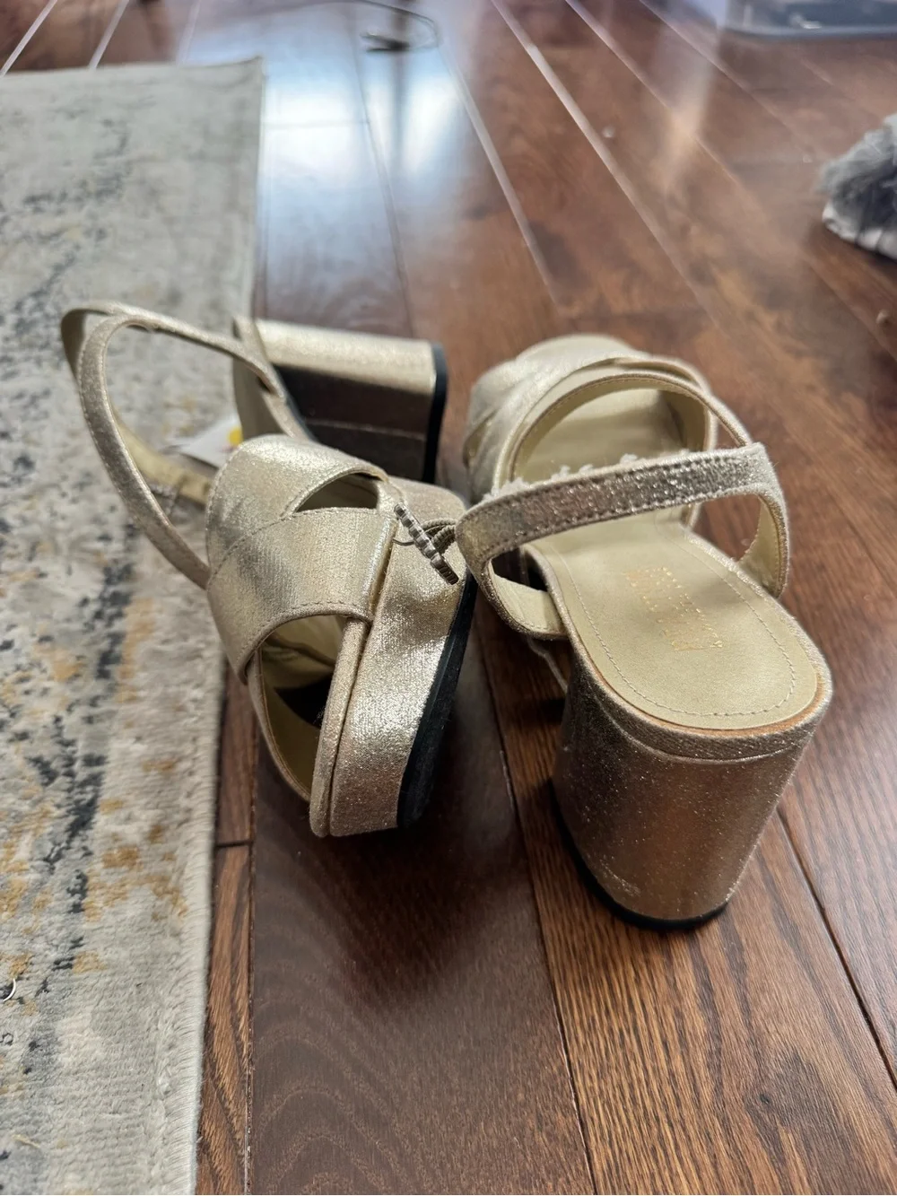 Kenneth Cole Reaction Gold Metallic Crisscross Slingback Sandals